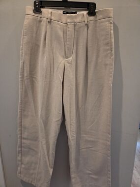 ASOS Men's Wide Leg Pleated Dress Pants in Beige